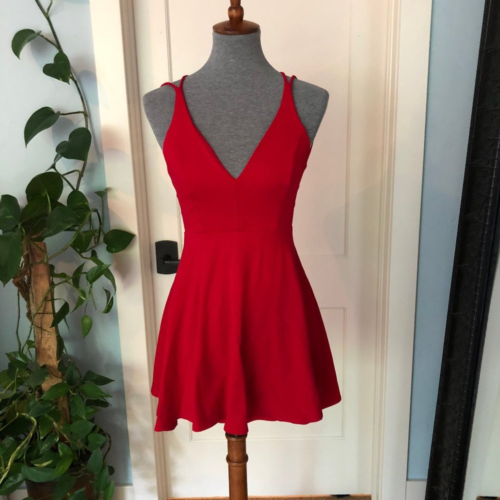 Lulu's Red Strappy Back Skater Dress
